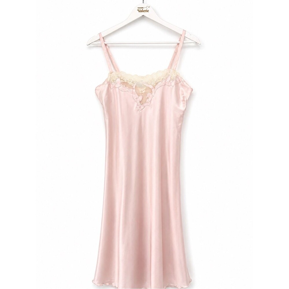 Natori Pink Vintage Slip Dress Size Petite Dainty Coquette Satin Designer